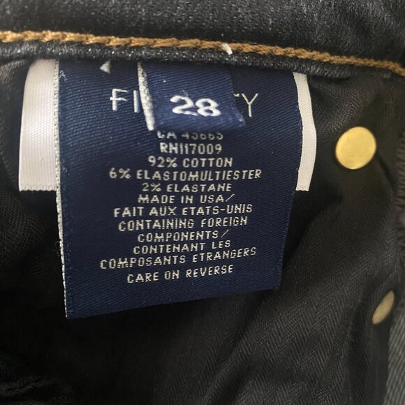 Fidelity Taylor Straight Crop Heart Attack Black Denim Jeans Size 28 - Picture 8 of 10